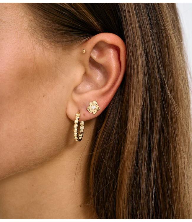 Anna+Nina Oorbel Single Fiorita Stud Gold plated