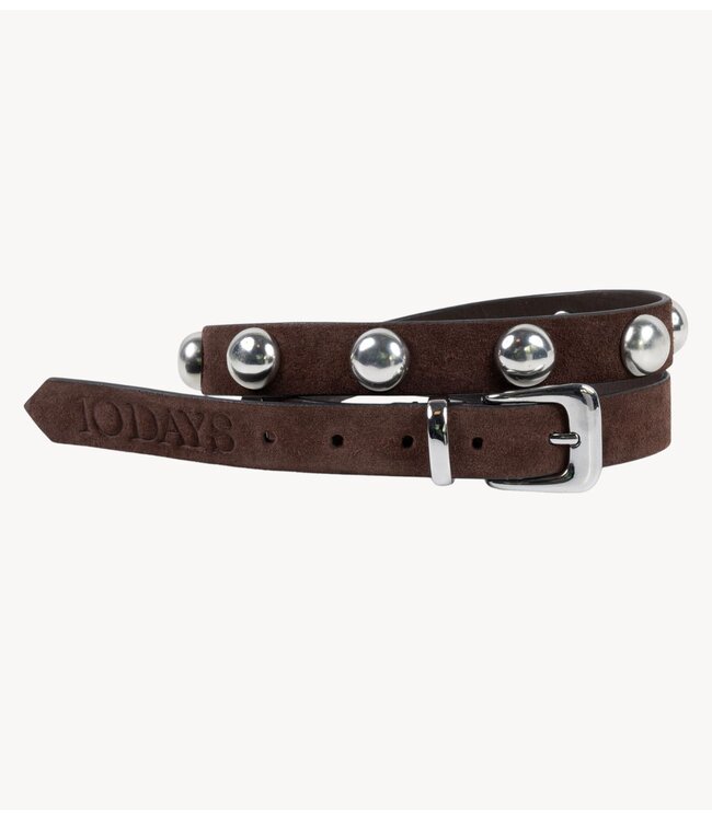 10DAYS suede belt studs deep brown