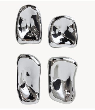HKLIVING Wanddecoratie Glass sculpture chrome (set of 4)