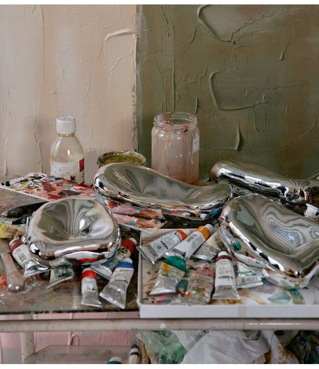 HKLIVING Wanddecoratie Glass sculpture chrome (set of 4)