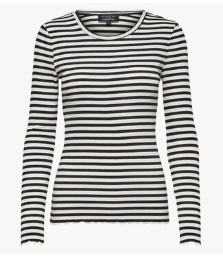 Selected Top SLWANNA LS CREW NECK TEE STR NOOS Black W SNOW WHITE STRIPES