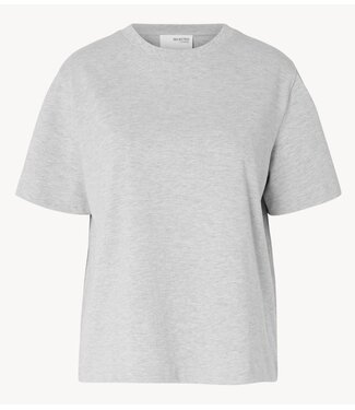 Selected Top SLWESSENTIAL SS BOXY TEE NOOS Light Grey Melange