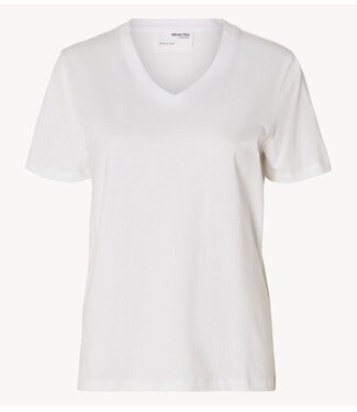 Selected Top SLWESSENTIAL SS V-NECK TEE NOOS Bright White