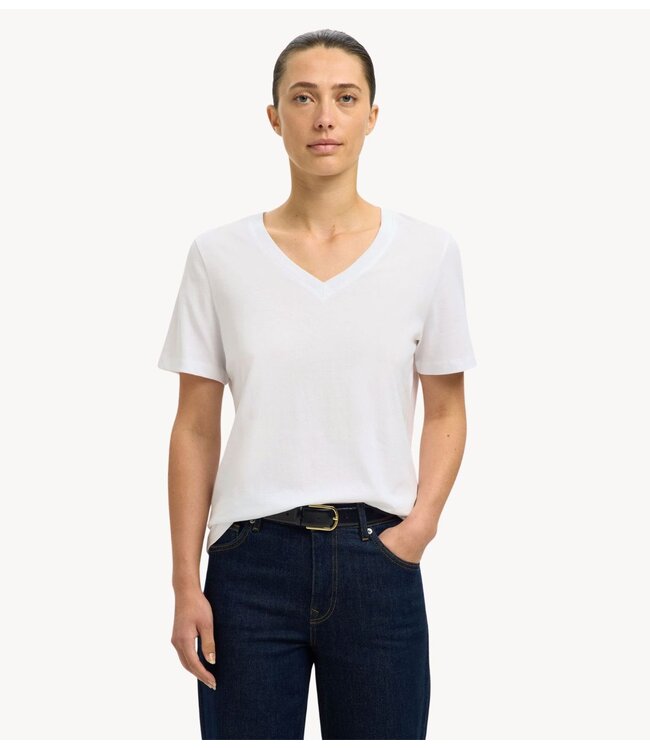 Selected Top SLWESSENTIAL SS V-NECK TEE NOOS Bright White