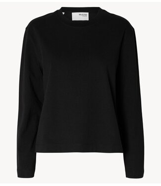 Selected Top SLWESSENTIAL LS BOXY TEE NOOS bright black