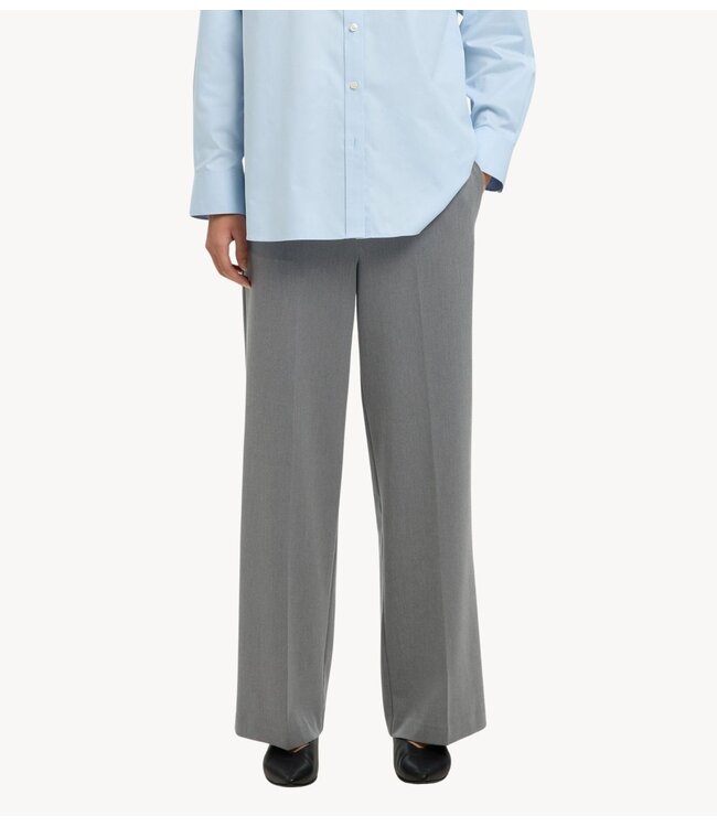 Selected Broek SLWEMMA-TARA MW WIDE PANT NOOS Medium Grey Melange
