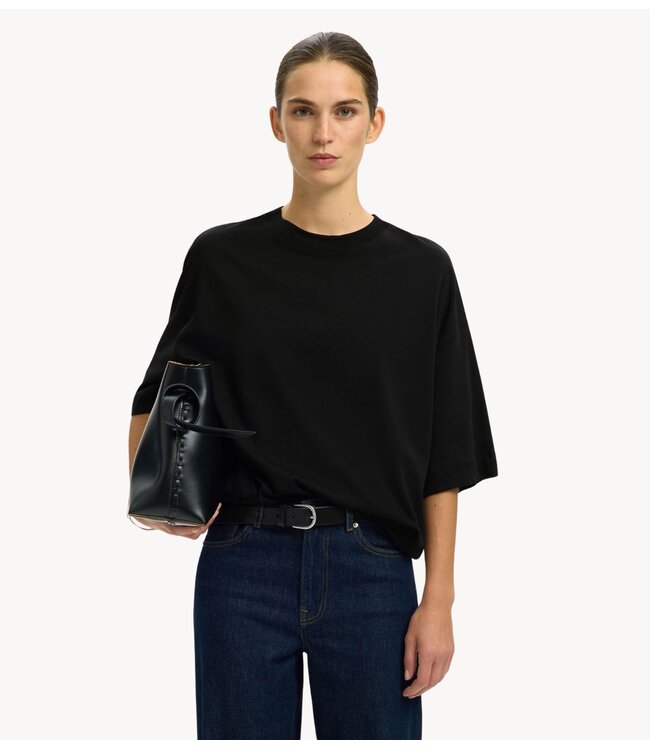 Selected Top SLWCOLWOMAN 2/4 OVERSIZED TEE NOOS Black