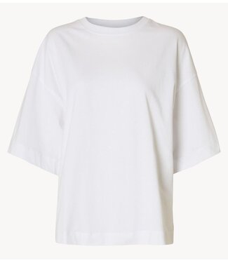 Selected Top SLWCOLWOMAN 2/4 OVERSIZED TEE NOOS Bright White