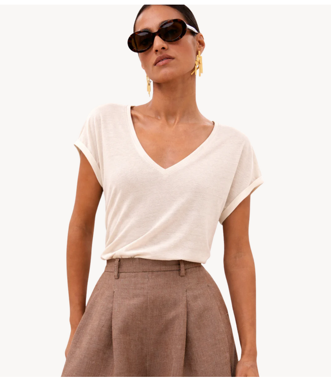 BY-BAR Top momi linen top oyster