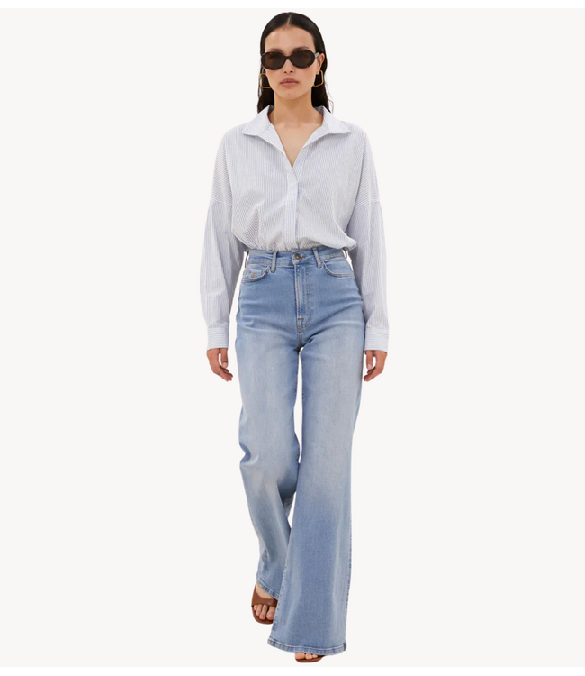 BY-BAR Blouse jule stripe blouse blue seer stripe