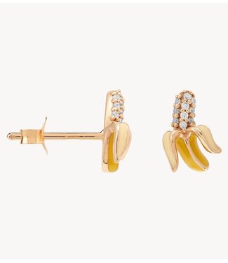 Anna+Nina Oorbel Single Banana Stud