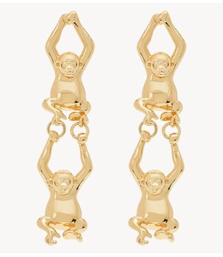 Anna+Nina Oorbel Monkey Loop Studs Gold Plated