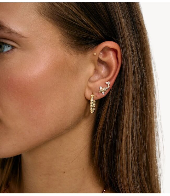 Anna+Nina Oorbel Single Pescare Stud Gold Plated