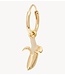 Anna+Nina Oorbel Single Banana Ring Earring Gold Plated