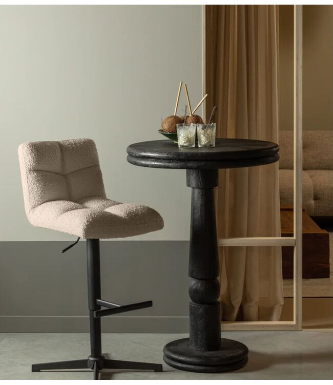 Woood exclusive Stoel Vinny draaibare barstoel bouclé zand