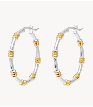 Anna+Nina Oorbellen Dual Hoop Earrings Silver