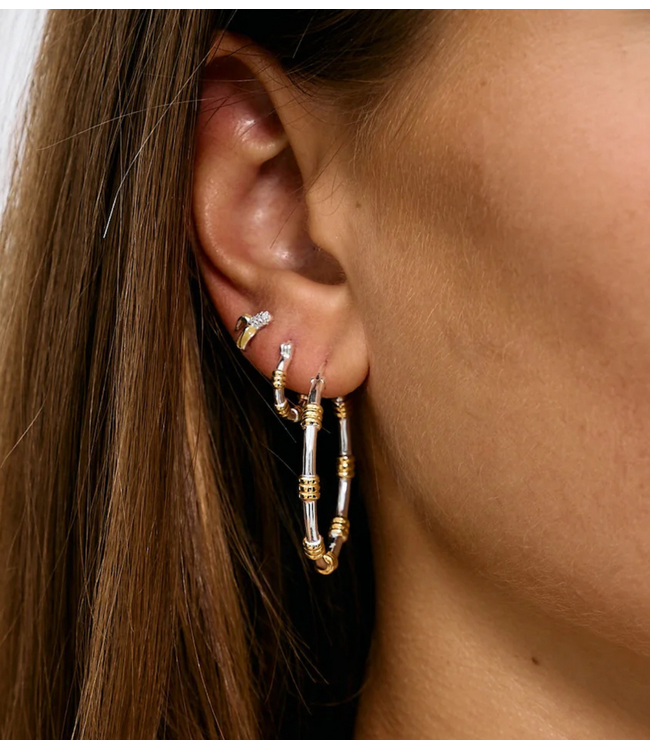 Anna+Nina Oorbellen Dual Hoop Earrings Silver