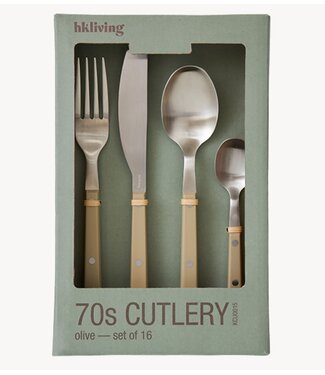 HKLIVING Bestek 70s cutlery: olive, set of 16
