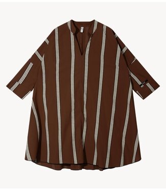 10DAYS Jurk a-line tunic stripes deep brown