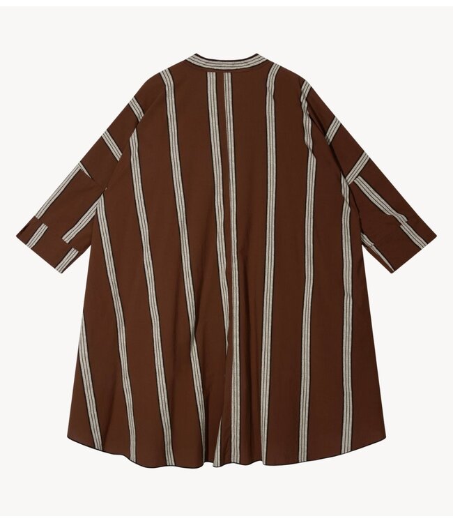 10DAYS Jurk a-line tunic stripes deep brown