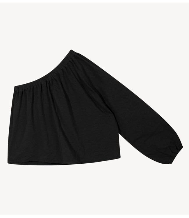 10DAYS Top one shoulder top linen black