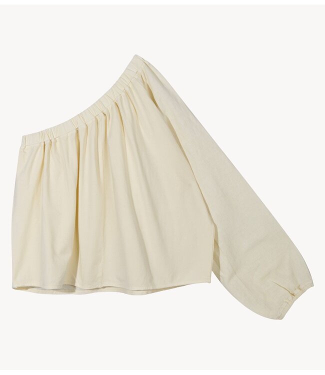 10DAYS Top one shoulder top linen soft vanilia