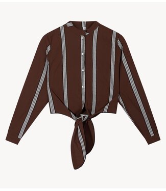 10DAYS Blouse cropped knot blouse deep brown