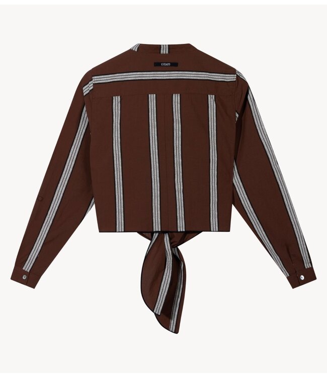 10DAYS Blouse cropped knot blouse deep brown