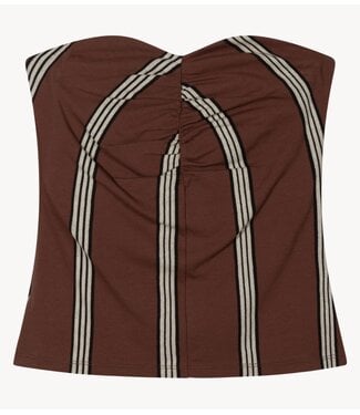 10DAYS Top strapless top stripes deep brown