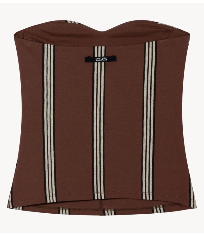 10DAYS Top strapless top stripes deep brown