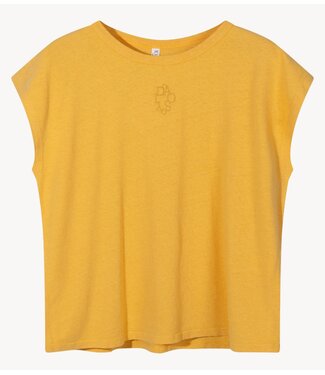 10DAYS Top cotton linen tee mango