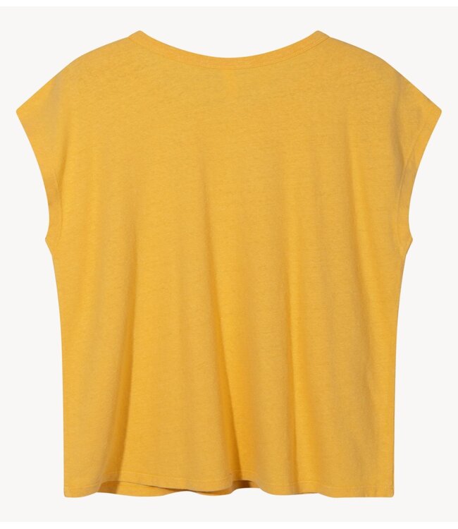 10DAYS Top cotton linen tee mango