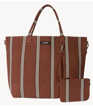 10DAYS Tas beach shopper stripes deep brown
