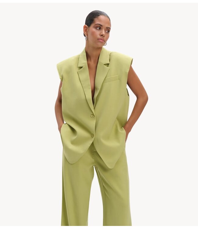 Refined Department Gilet ladies woven oversized waistcoat SPENCER MATCHA