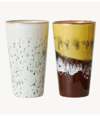 HKLIVING Mok 70s ceramics: latte mugs brine (set of 2)