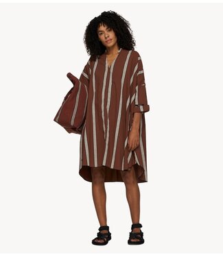 10DAYS Jurk a-line tunic stripes deep brown