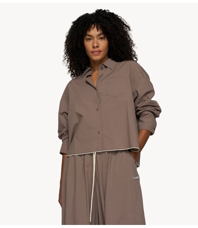 10DAYS Blouse cropped shirt poplin moonrock