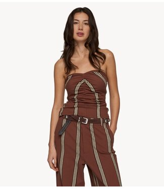 10DAYS Top strapless top stripes deep brown