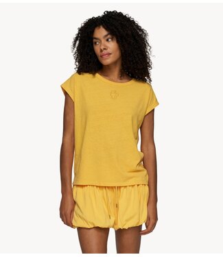 10DAYS Top cotton linen tee mango