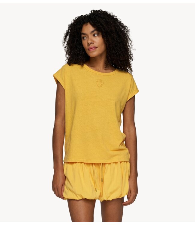 10DAYS Top cotton linen tee mango