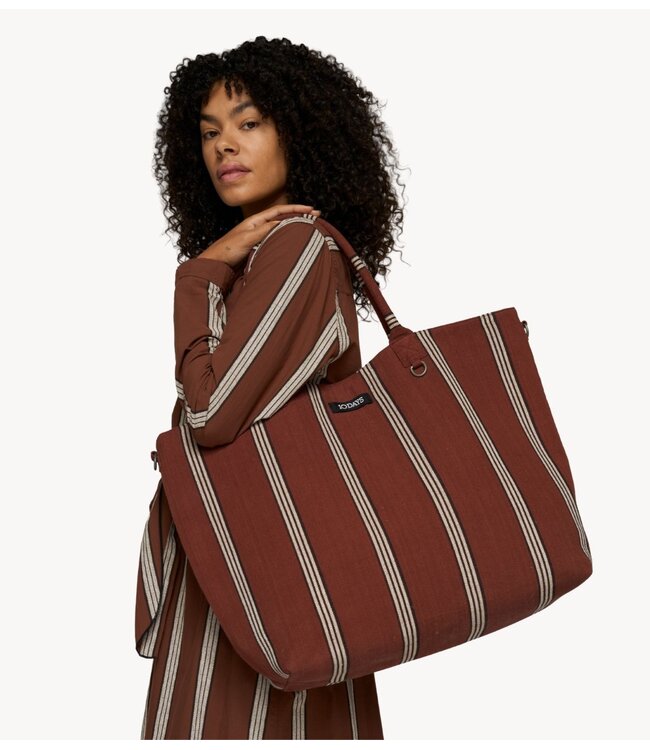 10DAYS Tas beach shopper stripes deep brown
