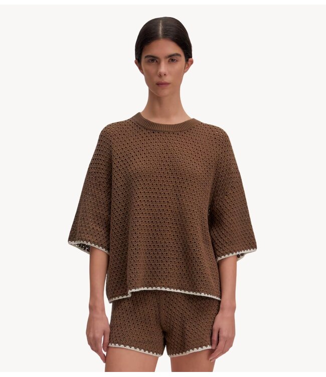 EDITED T-shirt Ashley Knit Shirt Cub + contrast in egret