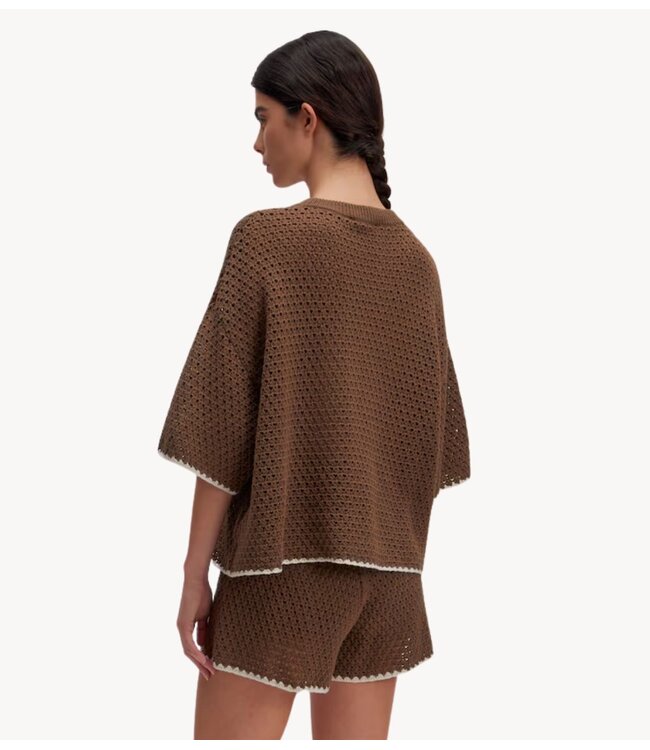 EDITED T-shirt Ashley Knit Shirt Cub + contrast in egret