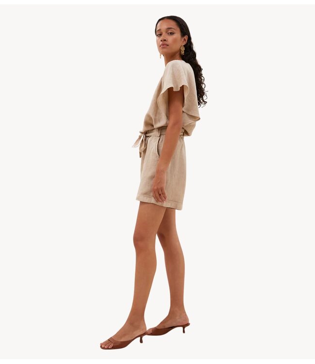 BY-BAR Broek june linen shorts biscuit