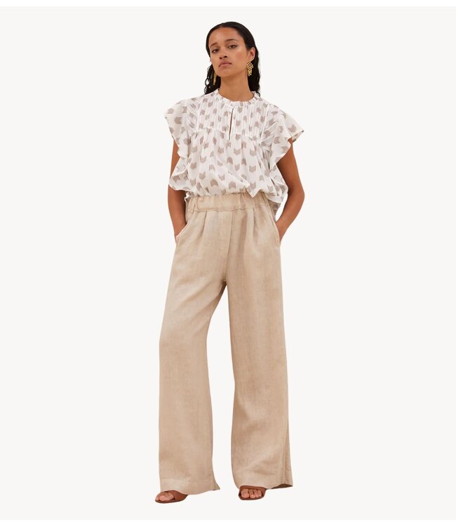 BY-BAR Broek benji linen pants biscuit