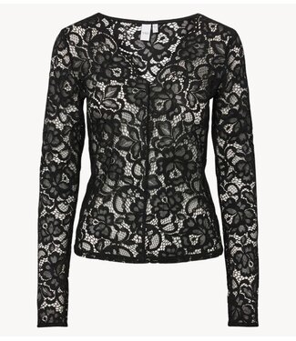 YAS Top YASLACEY LS V-NECK LACE TOP S. NOOS black