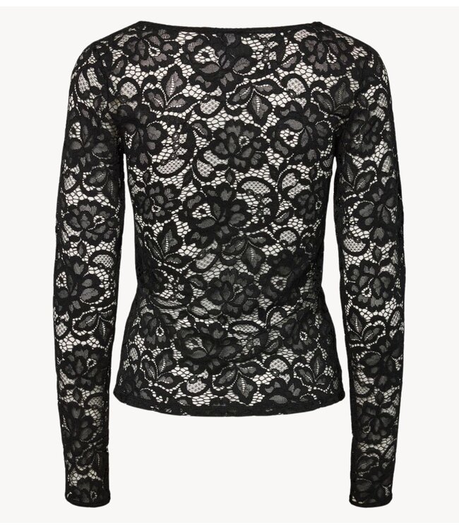 YAS Top YASLACEY LS V-NECK LACE TOP S. NOOS black