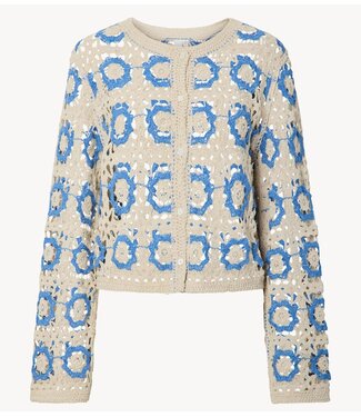 YAS Vest YASCITOVA LS CROCHET CARDIGAN S. Pristine marina