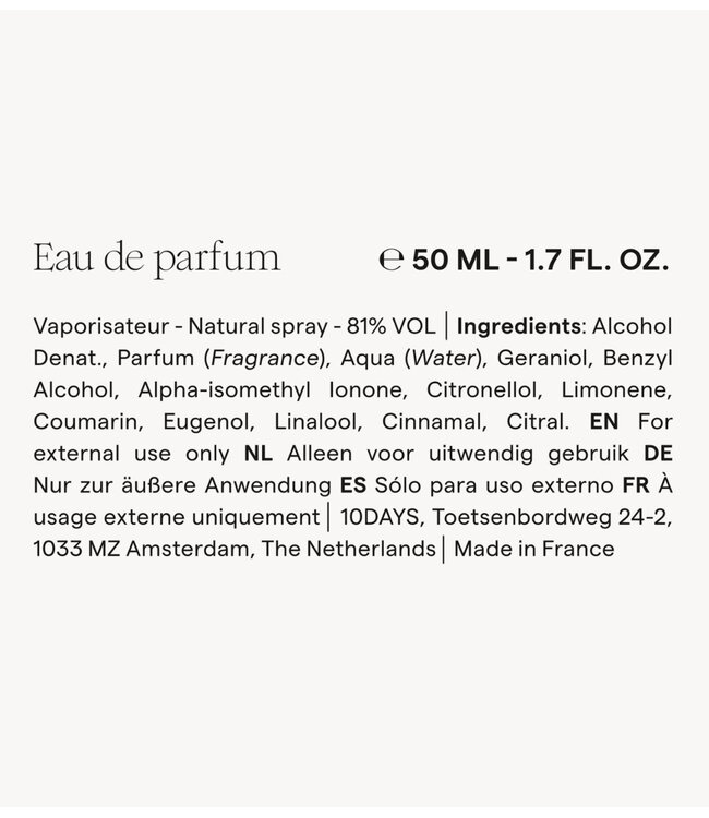 10DAYS Parfum simple eau de parfum 50ml