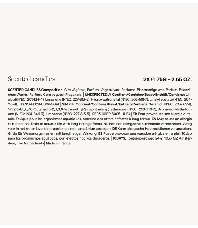 10DAYS Kaars unexpectedly simple scented candle set multicolor